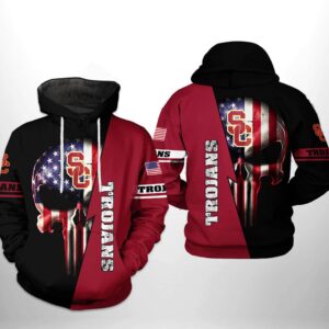 USC Trojans NCAA US Flag Skull 3D Printed Hoodie/Zipper Hoodie