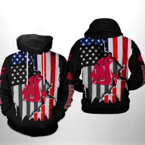 Washington State Cougars NCAA US Flag 3D Printed Hoodie/Zipper Hoodie