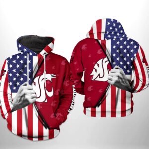 Washington State Cougars NCAA US Flag 3D Printed Hoodie/Zipper Hoodie