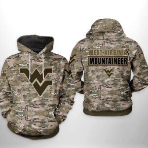West Virginia Mountaineer NCAA Camo Veteran 3D Printed Hoodie/Zipper Hoodie