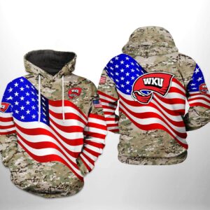 Western Kentucky Hilltoppers NCAA US Flag Camo Veteran 3D Printed Hoodie/Zipper Hoodie