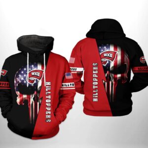 Western Kentucky Hilltoppers NCAA US Flag Skull 3D Printed Hoodie/Zipper Hoodie