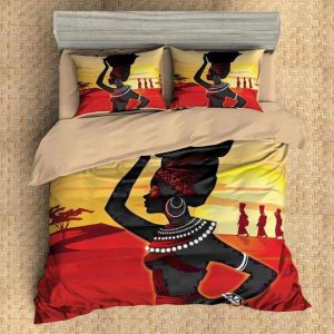 African Women Duvet Cover and Pillowcase Set Bedding Set