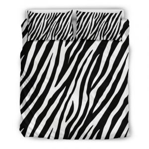 Black White Zebra Pattern Print Duvet Cover and Pillowcase Set Bedding Set