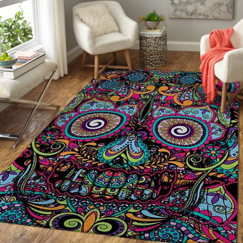 Boho Detailed Skull Boho Detailed Skull Carpet Living Room Rugs