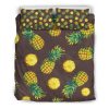 Brown Pineapple Pattern Print Duvet Cover and Pillowcase Set Bedding Set