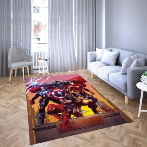 Captain America And Spiderman Strong X-men Art Carpet Living Room Rugs