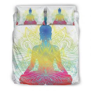 Colorful Buddha Lotus Print Duvet Cover and Pillowcase Set Bedding Set
