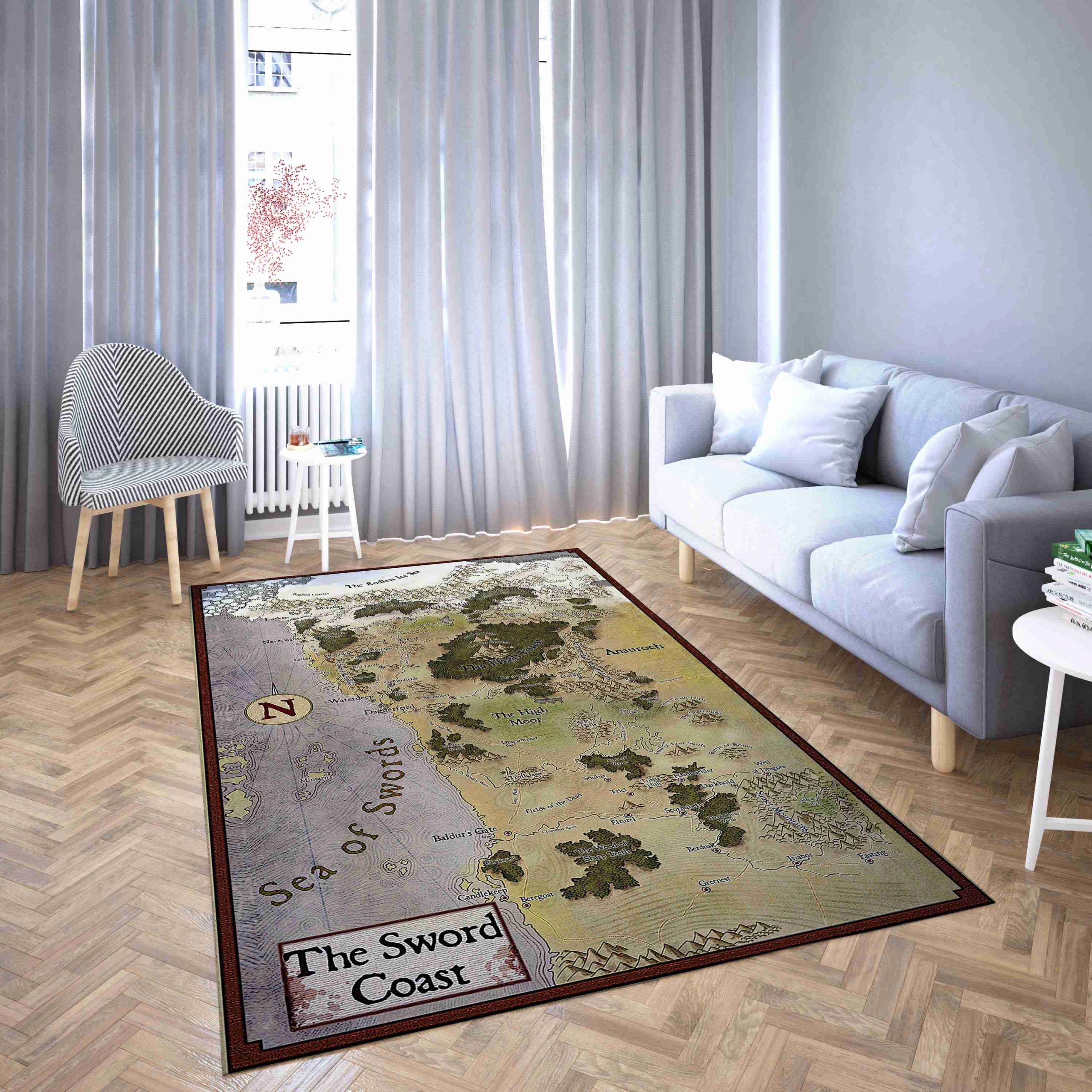 DandD sword coast map Living Room Rug Carpet