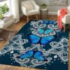 Detailed Blue Butterflies Carpet Living Room Rugs