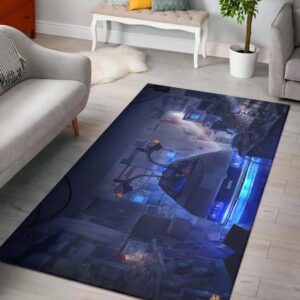 Digital art delorean time travel rugs living room carpet