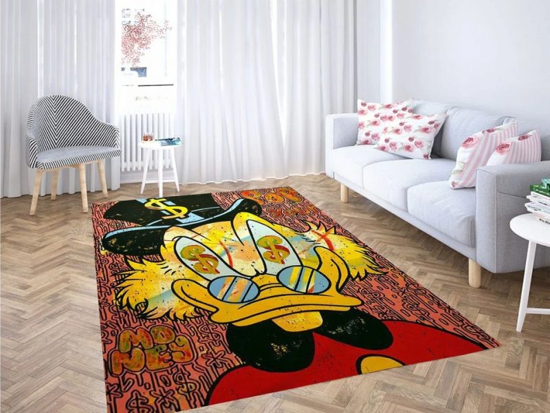Donald duck face money carpet living room rugs
