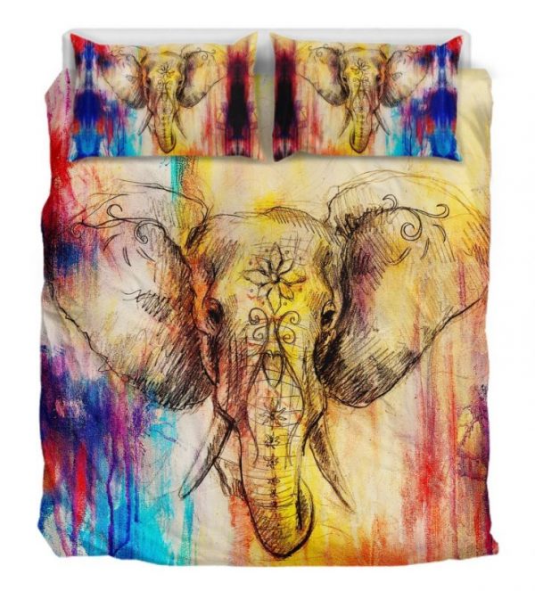 Elephant Water Color Duver Duvet Cover and Pillowcase Set Bedding Set