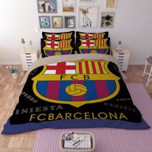 FC Barcelona Soccer Logo Printed Duvet Cover and Pillowcase Set Bedding Set