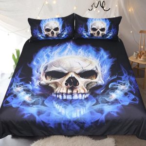 Flame Skull King 3D Duvet Cover and Pillowcase Set Bedding Set