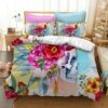 Flower Skull Duvet Cover and Pillowcase Set Bedding Set 431