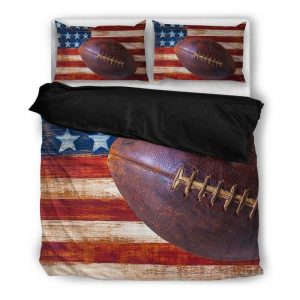 Football American Flag Duvet Cover and Pillowcase Set Bedding Set