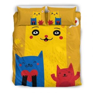 Funny Colorful Cats Duvet Cover and Pillowcase Set Bedding Set