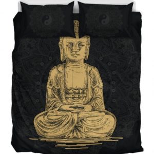 Gold Buddha Mandala Duver Duvet Cover and Pillowcase Set Bedding Set