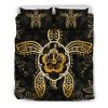 Golden Turtle And Hibiscus Duver Duvet Cover and Pillowcase Set Bedding Set