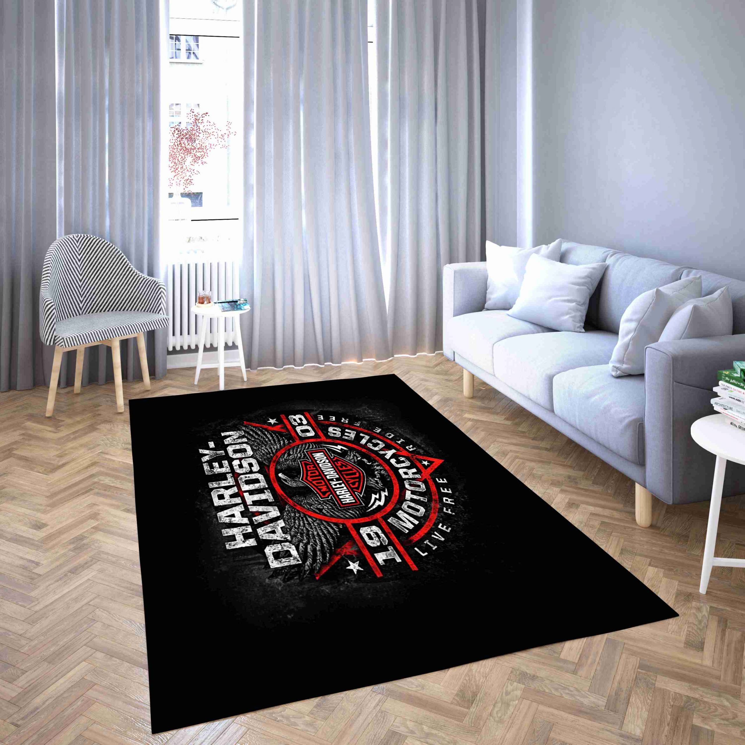 Harley Davidson Logo Living Room Rug Carpet