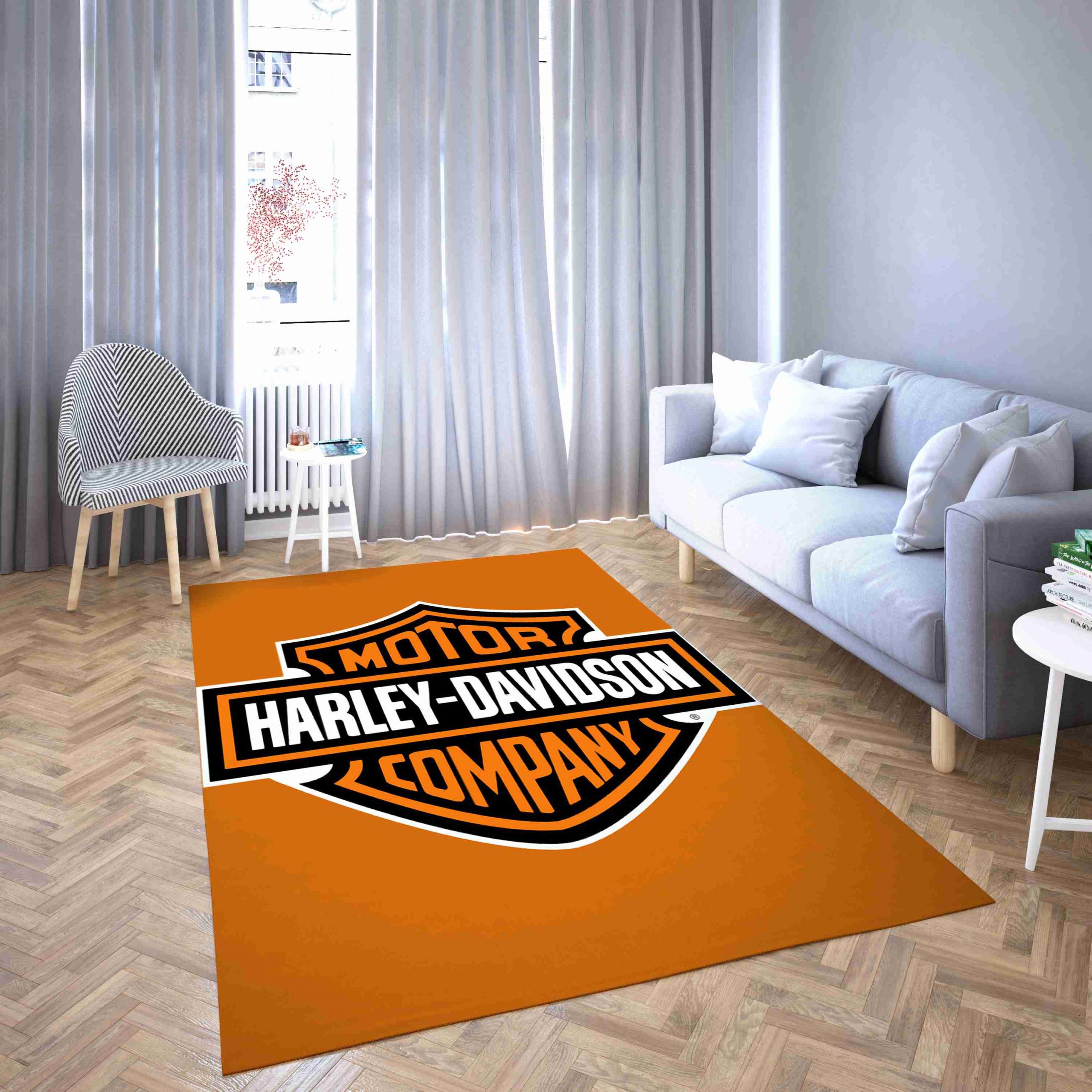 Harley Davidson Motorcycles Living Room Rug Carpet