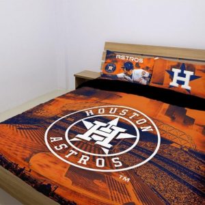Houston Astros Duvet Cover and Pillowcase Set Bedding Set 1049