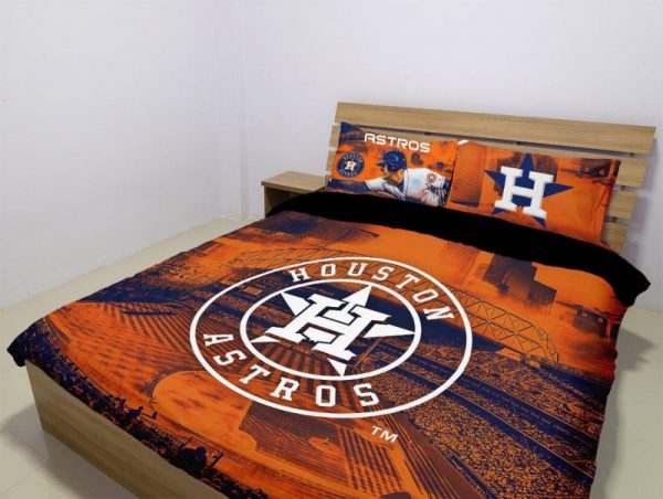 Houston Astros Duvet Cover and Pillowcase Set Bedding Set 1049