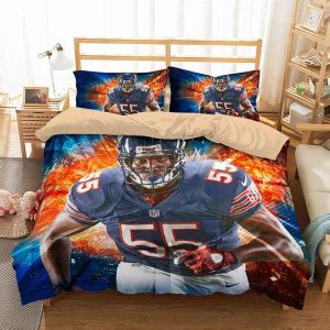 Hroniss Grasu Chicago Bears Duvet Cover and Pillowcase Set Bedding Set