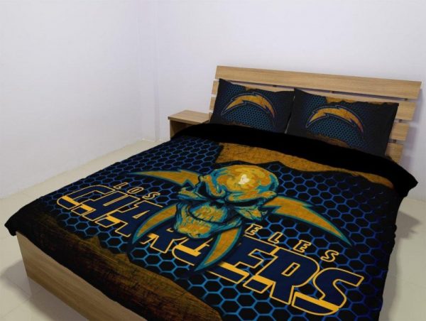 Los Angeles Chargers Duvet Cover and Pillowcase Set Bedding Set