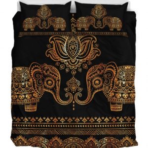 Lotus Elephants Duver Duvet Cover and Pillowcase Set Bedding Set