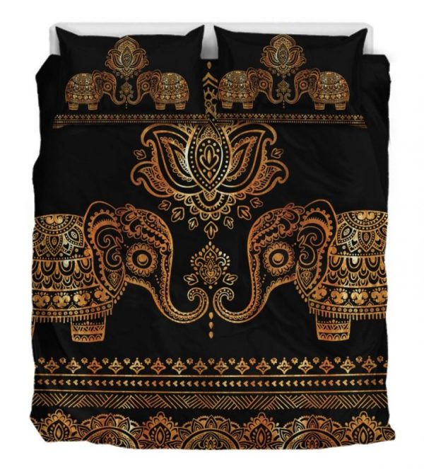 Lotus Elephants Duver Duvet Cover and Pillowcase Set Bedding Set