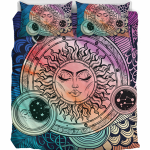 Lotus Sun Moon Duver Duvet Cover and Pillowcase Set Bedding Set