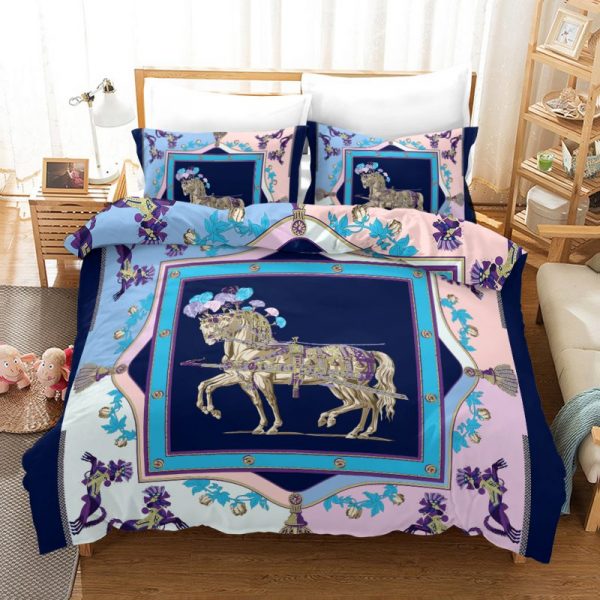 Luxury Hermes Duvet Cover and Pillowcase Set Bedding Set