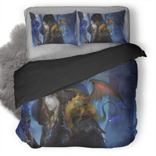 Magic Girl With Dragon Z1 Duvet Cover and Pillowcase Set Bedding Set