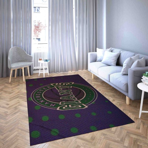 Manchester Giants Basketball Club Logo Green Polka Dots Carpet Living Room Rugs