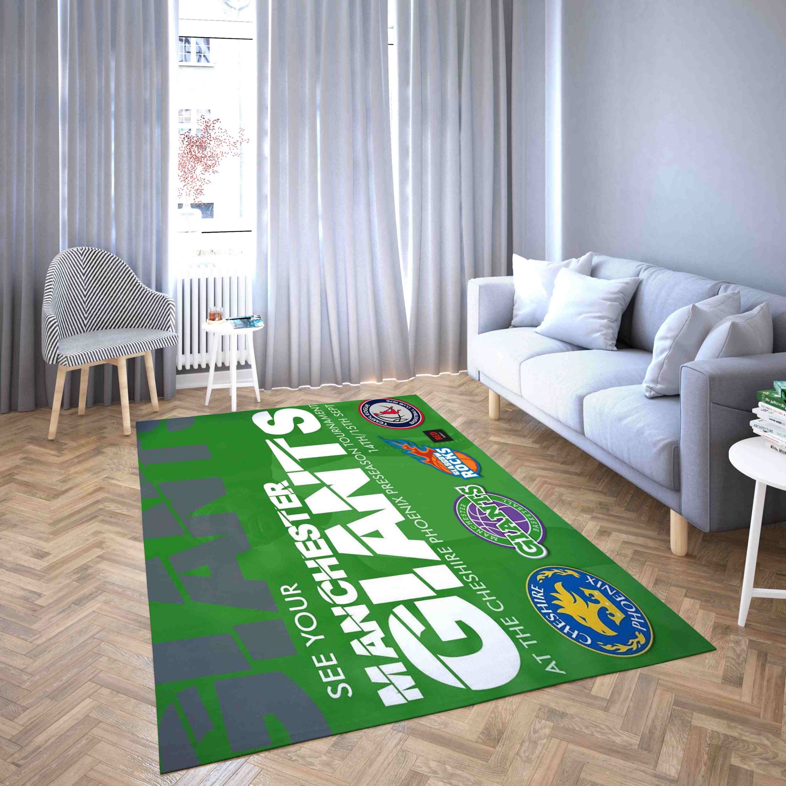 Manchester Giants Basketball Club Logo While Text Creative Interesting Carpet Living Room Rugs