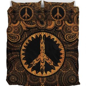 Mandala Peace Gold Duver Duvet Cover and Pillowcase Set Bedding Set