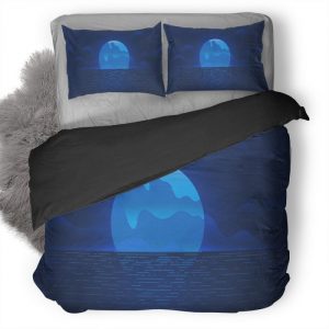 Melting July Blue Cool Ocean Sunet Oo Duvet Cover and Pillowcase Set Bedding Set