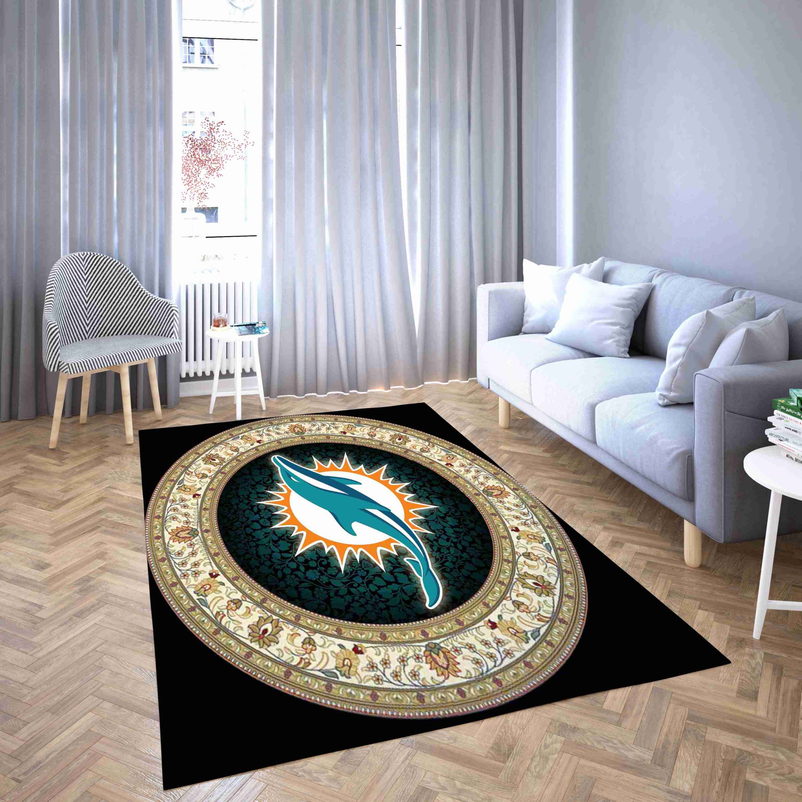 Miami Dolphins Nfl Living Room Rug Carpet