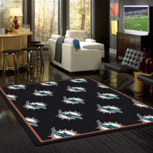 Miami Dolphins Repeat Carpet Living Room Rugs