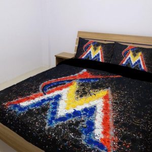 Miami Marlins Duvet Cover and Pillowcase Set Bedding Set 1046