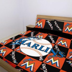 Miami Marlins Duvet Cover and Pillowcase Set Bedding Set 1048