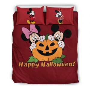 Mickey And Minnie Halloween Duvet Cover and Pillowcase Set Bedding Set
