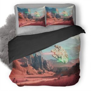 Millennium Falcon Artwork 0J Duvet Cover and Pillowcase Set Bedding Set