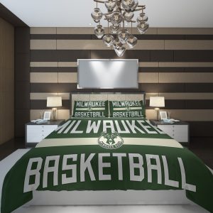 Milwaukee Bucks NBA Basketball ize Duvet Cover and Pillowcase Set Bedding Set