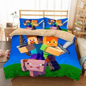 Minecraft Duvet Cover and Pillowcase Set Bedding Set 784