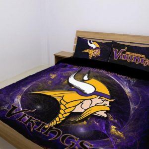 Minnesota Vikings Duvet Cover and Pillowcase Set Bedding Set 1061