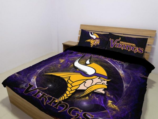 Minnesota Vikings Duvet Cover and Pillowcase Set Bedding Set 1061