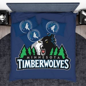 NBA Minnesota Timberwolves Duvet Cover and Pillowcase Set Bedding Set